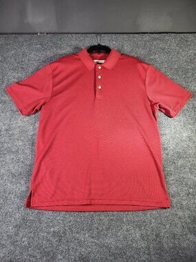 Cubavera Mens Shirt Polo Large Red Short Sleeve Striped Collared